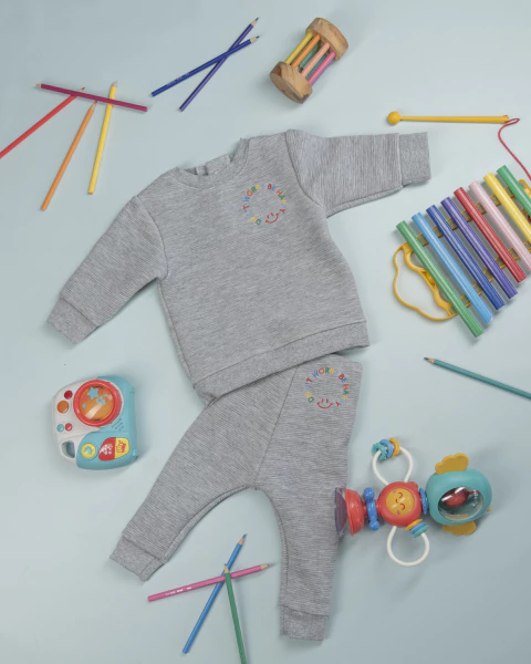 Conjunto DON´T WORRY, BE HAPPY - GRIS