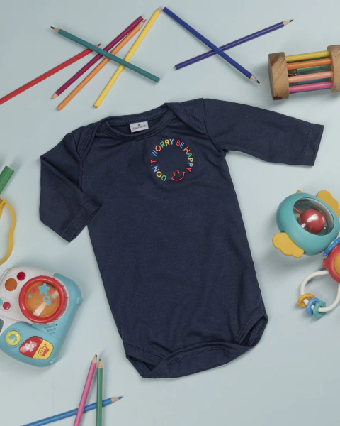 Body DONT WORRY, BE HAPPY M/L - AZUL - comprar online