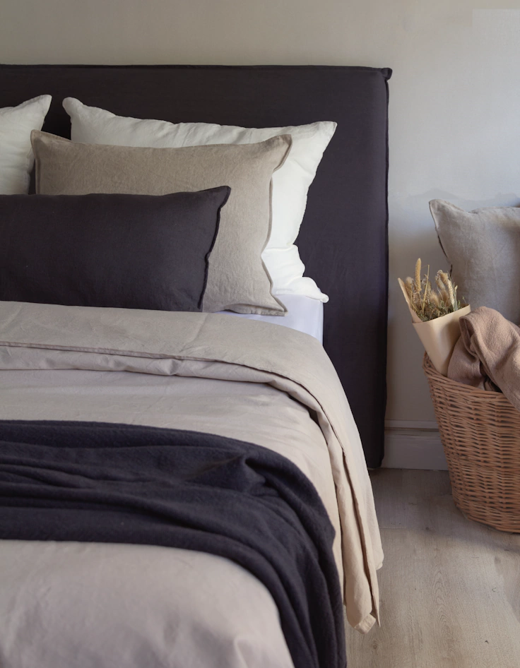 Respaldo de Cama con Funda Desmontable Grafito - Lino