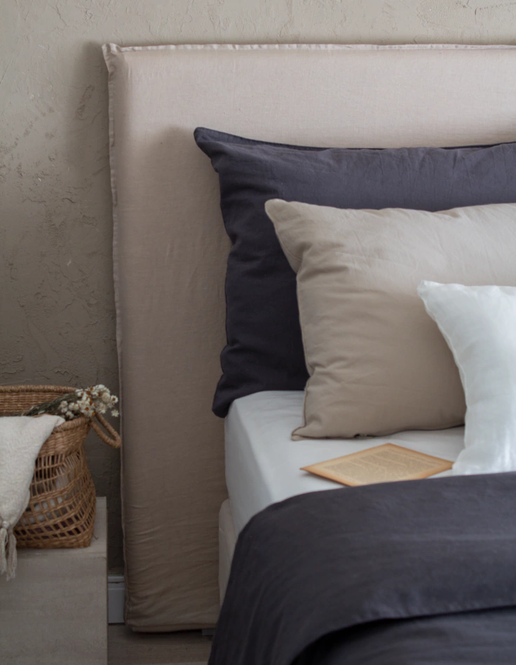 Respaldo de Cama con Funda Desmontable Nuez - Lino