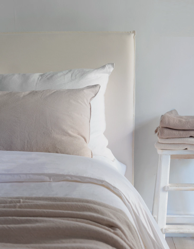 Respaldo de Cama con Funda Desmontable Natural - Tussor
