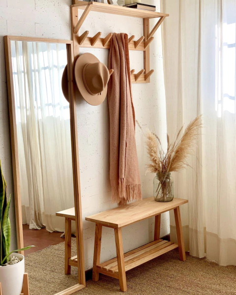 CONJUNTO BANCO NÓRDICO 80CM + PERCHERO MANOLA DOBLE