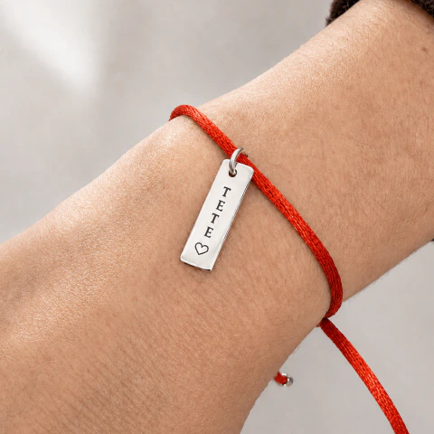 Pulsera de Seda con chapita slim - Clara & Yema