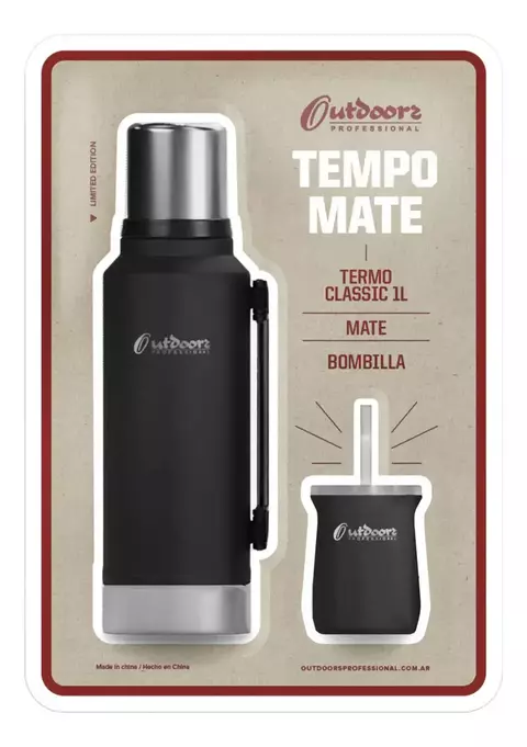 KIT TEMPO MATE TERMO 1 LTS + MATE CON BOMBILLA 192 ML COLORES OUTDOORS - MIL