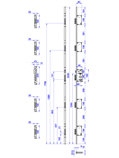 70205 Fechadura de 5 Pontos (20 Pinos) - Trinco Rolete, para porta com puxador. (Acabamento Preto) - comprar online