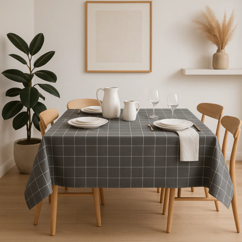 MANTEL TELA 1.4*1.8 CUADROS GRIS - comprar online