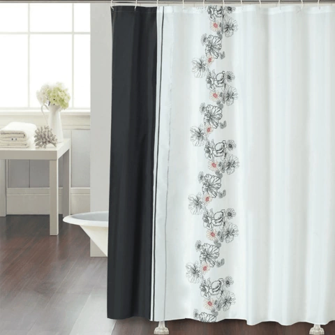 CORTINA FLOWER GARLAND NEGRO Y ROJO