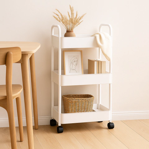 CARRO ORGANIZADOR MULTIUSO 3 PISO CON RUEDAS BLANCO - comprar online