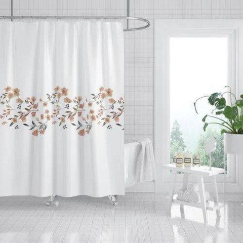 CORTINA DE BAÑO TELA LINO JACQUARD PEACH FLOWER