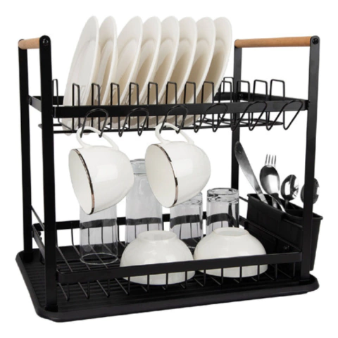 ESCURRDOR DE PLATOS NEGRO 2 PISOS HUDSON