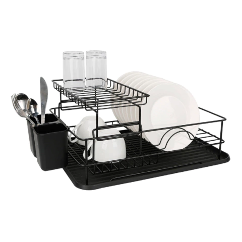 ESCURRIDOR DE PLATOS NEGRO 2 PISOS HUDSON - comprar online
