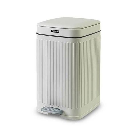 CESTO BASURA RAYADO 7 L RECT C/PEDAL BLANCO - comprar online