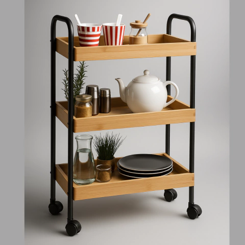 CARRO ORGANIZADOR MULTIUSO DE BAMBOO 3 PISOS - comprar online