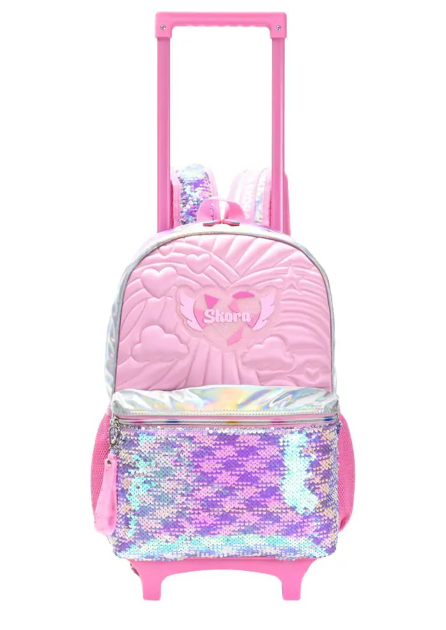 Mochila Carro Matelasse Rosa con llavero Fantasy