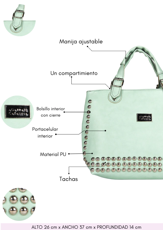 Cartera tachas eco cuero Agarrate Catalina Whim Bashop — imagen 13