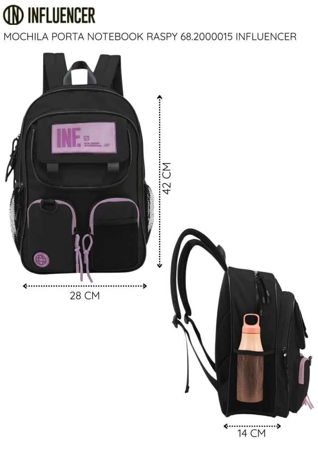 Mochila porta notebook raspy influencer BASHOP — imagen 9