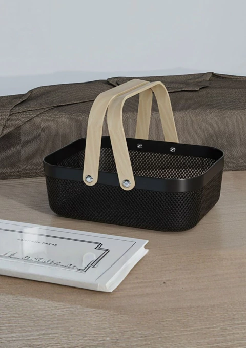 CANASTO METALICO RECTANGULAR CON MANIJAS - comprar online