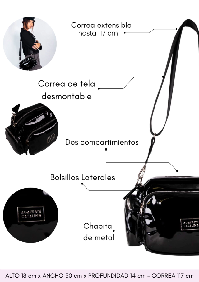Bandolera charol agarrate Catalina Bali — imagen 3