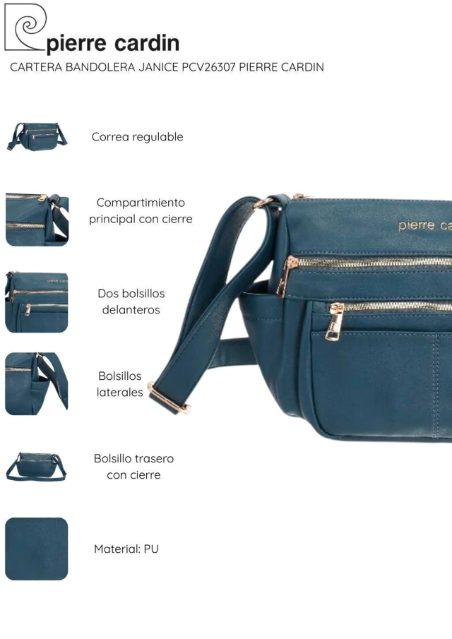 Cartera bandolera Janice de Pierre Cardin — imagen 6
