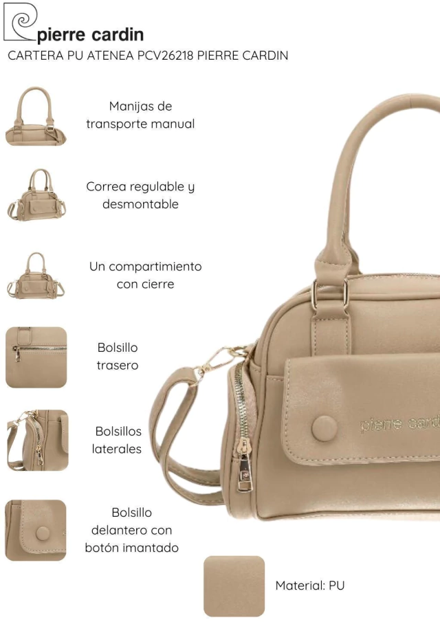 Cartera pu atenea pierre cardin — imagen 4