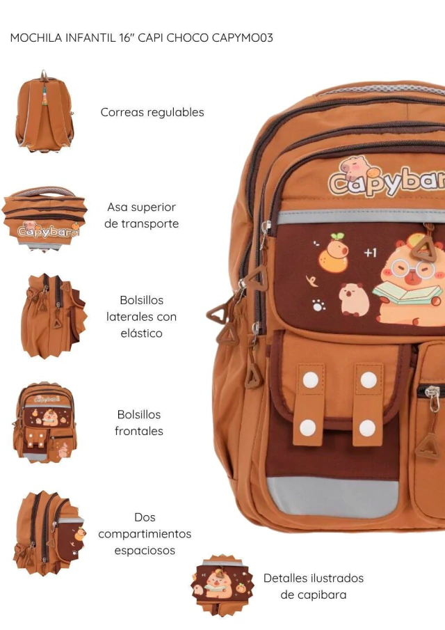 Mochila infantil 16 Capi Choco de Bashop — imagen 7