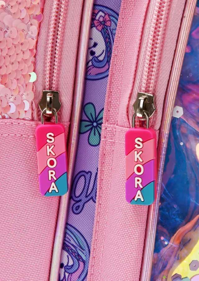 Mochila unicornio frente con confeti y llavero de 18 pulgadas de color multicolor de Bashop — imagen 8