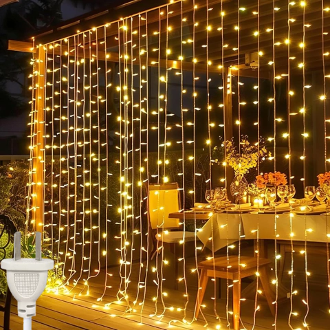 Cortina Led 2x2 Metros 240 Leds Guirnalda Calida Proteccion Ip44 Luces Exterior Casamiento Fiestas Eventos Cumpeaños Interior Hogar Patio Jardin Livin