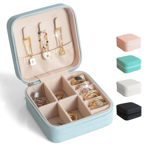 Organizador De Joyas Mini Blanco Colores Estuche Cierre Alahero Exhibidor Collares Joyero Porta Aros Pulseras Anillos Relojes Pulseras Cadenas Estuche