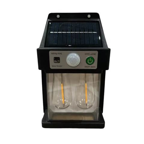 Lampara Solar 2 Focos Sensor Jardin Exterior Luz Calida