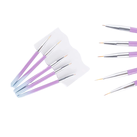Set De Pinceles Liner Decoracion Nail Art Deco Degradado 5u