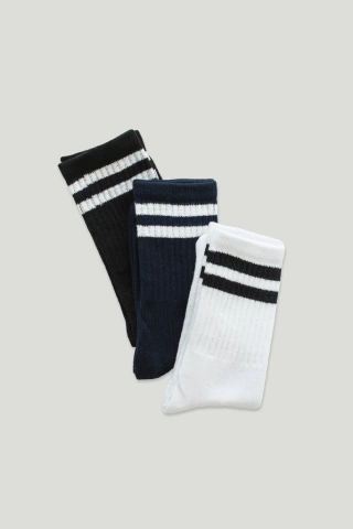 Pack Medias Rayada x3 (Mujer) - Vos - Everyday Basics