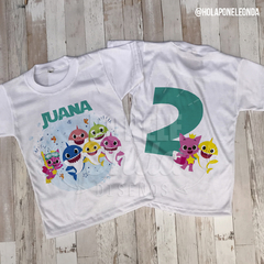 REMERA CUMPLEAÑOS - Baby shark - Ponele Onda Diseños