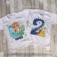 REMERA CUMPLEAÑOS - Dinosaurios pastel