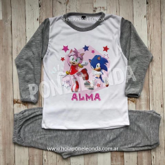 PIJAMA MANGA LARGA - Sonic + Amy Rose - Ponele Onda Diseños
