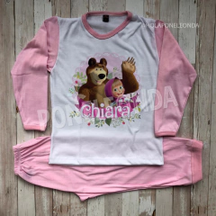 PIJAMA MANGA LARGA - Masha y el oso (Flores)