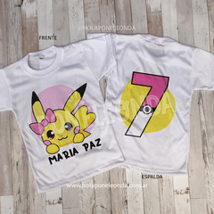 REMERA CUMPLEAÑOS - Pikachu rosa