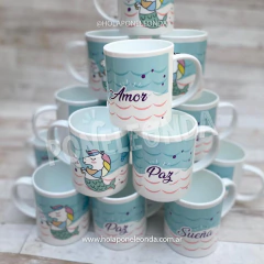 SOUVENIR - Tazas plasticas - Unicornio sirena - comprar online