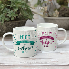 2 TAZAS CERÁMICA - Padrino + Madrina