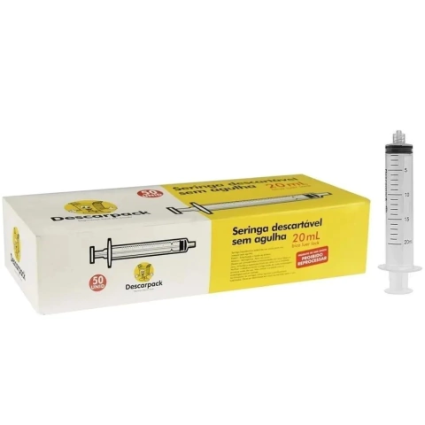SERINGA 20ML SEM AGULHA BICO LUER LOCK CX 200UN - DESCARPACK - comprar online