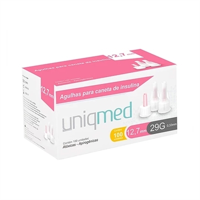 KIT 500UN AGULHA CANETA INSULINA 12,7MM 29G UNIQMED