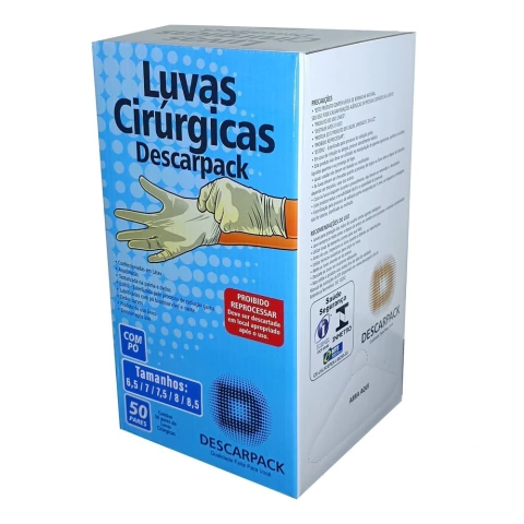 LUVAS ESTÉREIS CIRÚRGICAS DESCARPACK 50 PARES TAMANHO 6,5