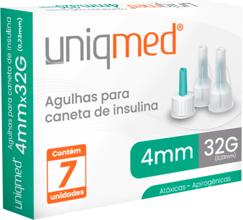 AGULHAS PARA CANETA DE INSULINA 4MMx32G 2 CX DE 7UN UNIQMED
