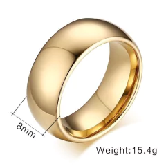 Par de alianças clássica em tungstênio 8mm folheada a ouro 18k