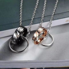 Colar prateado casais namorados banhado ouro rosê e ródio - loja online