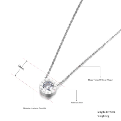 Colar Feminino Romano Prateado Aço 316l Com Diamante Cz - comprar online