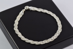 Bracelete pulseira feminina 6mm prata 925 trançada luxo