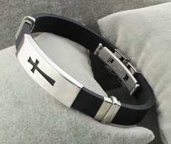 Pulseira masculina em silicone e aço inox com cruz vazada ( cod. BS-02 ) na internet