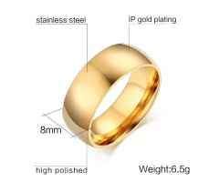 Imagem do Par de Aliança Clássica 8mm Folheado a Ouro 18K