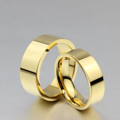 Aliança masculina casamento noivado 8mm banhada ouro 18k - Judith Jóias 