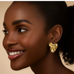 Brinco Feminino Coração Ondine Design Aço Cirúrgico Banhado na internet